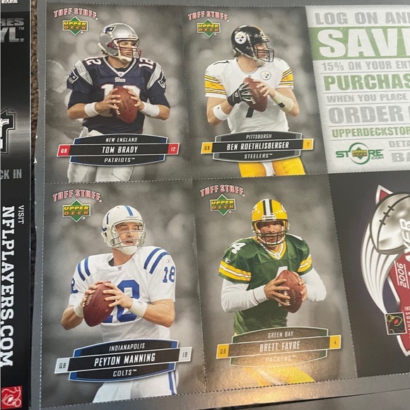 Tuff Stuff Uncut Football Baseball 16 cards Upper Deck Favre Brady Manning - Picture 5 of 6